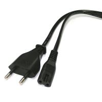 Síťový kabel 230V napájecí, CEE7/16 (eurozástrčka) - C7, 2m, VDE approved, černý, 2-pinová