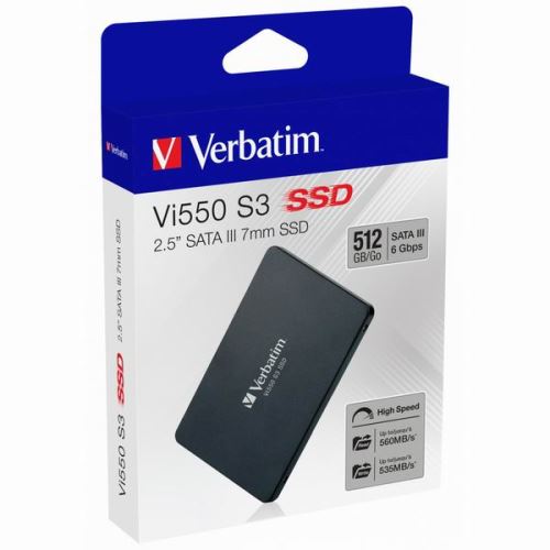 SSD Interní Verbatim Vi550, 49352, 512GB, černý, 560 MB/s-R, SATA III, 535 MB/s-W