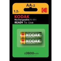 Baterie nabíjecí Ni-MH, tužková, AA, 1.2V, Kodak, blistr, 2-pack, KOD-REC003, 2600 mAh