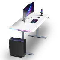 ULTRADESK Herní stůl QUEST, 140x70cm, 72-120cm, šedá-bílá (4)