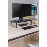 Podstavec pod monitor, prostor pro klávesnici, rychlá montáž, černý, ocel, dřevotříska, 20 (9)