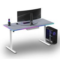 ULTRADESK Herní stůl QUEST, 140x70cm, 72-120cm, bílá-šedá (6)