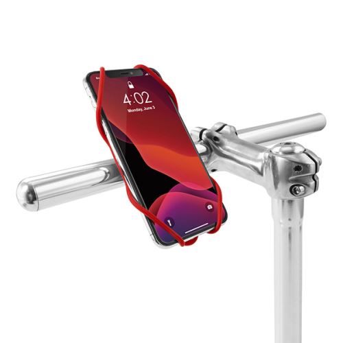 Držák mobilu Bone Bike Tie 3, na kolo, nastavitelná velikost, červený, 4.7-7.2", silikon,