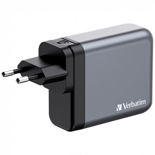 VERBATIM 32203 - 140 W GaN cestovní nabíječka do sítě USB 3.0 USB C šedá vyměnitelné vidli
