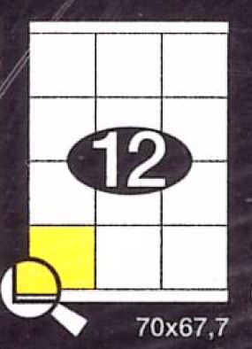 Print etikety 70 x 67,7 mm 12 etiket na A4 100 listů, bílé -