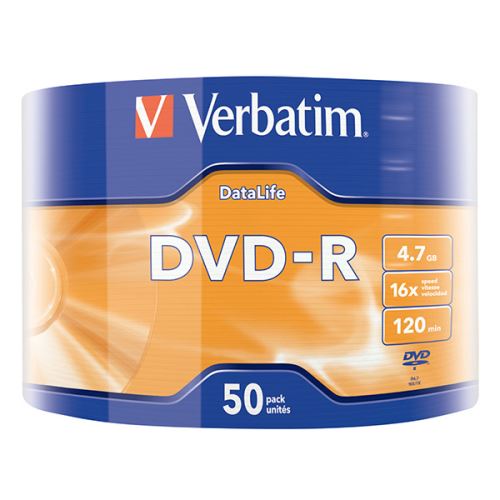 VERBATIM 43791 - DVD-R Matt Silver 4.7GB 16x wrap 50-pack bez možnosti potisku 12cm,