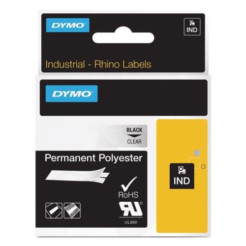 DYMO 622290, černý tisk/průhledný podklad, 5.5m, 19mm, RHINO permanentní polyesterová D
