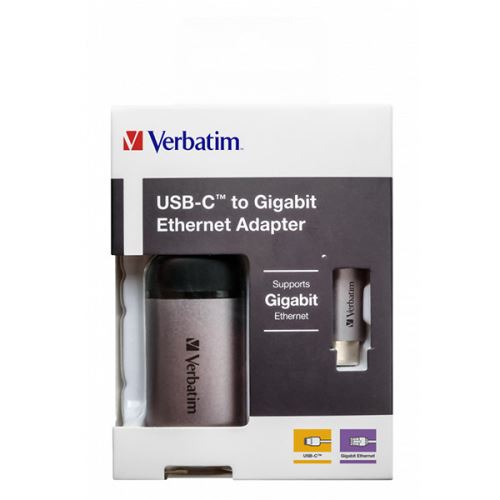 VERBATIM 49146 - USB (3.1) hub 1-port šedá délka kabelu 10cm adaptér USB C na Ethernet