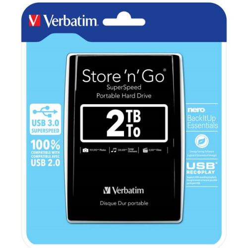 Verbatim externí pevný disk, Store N Go, 2.5", USB 3.0 (3.2 Gen 1), 2TB, 53177, černý