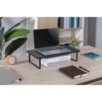 Podstavec pod monitor, prostor pro klávesnici, rychlá montáž, černý, ocel, dřevotříska, 20 (11)