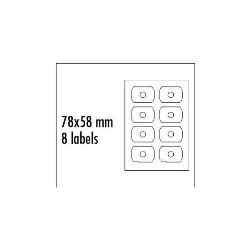 Logo etikety na CD 78mm x 58mm, A4, matné, bílé, 8 etiket, CD-R card, 140g/m2, baleno po 2