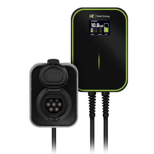 Green Cell Wallbox s nabíjecím kabelem El.vozidla 380V, 32A, 22kW, EV15RFID IP66, ochrana