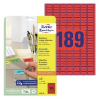 AVERY Mini etikety snímatelné, 25,4x10 mm, 20 listů, červené - L6036-20
