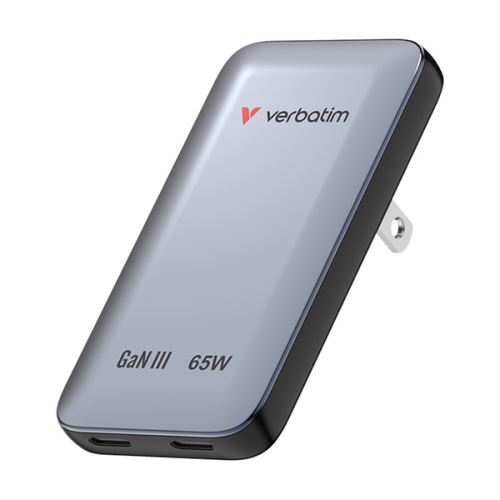 VERBATIM 30280 - 65W Nabíječka Essentials Slim GaN nabíječka do sítě USB-C1 PD 3.0 USB-C2