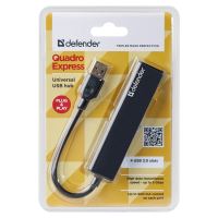 USB (3.0) HUB 4-port, Quadro Express, černý, Defender, kompaktní (2)
