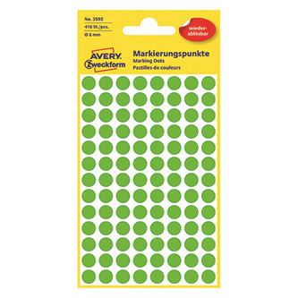 Avery Zweckform etikety 8mm, zelené, 104 etiket, značkovací, snímatelné, baleno po 4 ks, 3