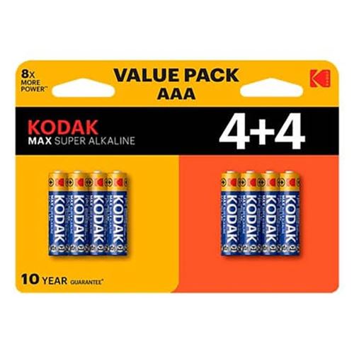 Baterie jednorázová alkalická, tužková, AAA, 1.5V, Kodak, blistr, 8-pack, KOD-LR3MAXBL8, A