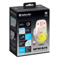 Myš bezdrátová, Defender ASTRO ELITE GM-056, transparentní, optická, 3200DPI (5)
