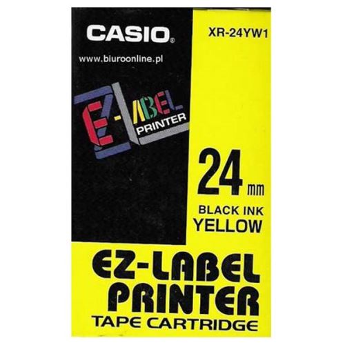 CASIO XR-24YW1, černý tisk/žlutý podklad, nelaminovaná, 8m, 24mm