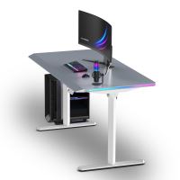 ULTRADESK Herní stůl QUEST, 140x70cm, 72-120cm, bílá-šedá (1)