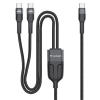 Verbatim USB-C kabel samec USB-C to Dual USB-C - 100W, 1,5m, černý, box, 30279 (1)