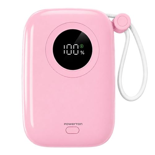 Powerton ENERGY PASTEL EDITION Powerbanka 10000mAh, 2x USB-C, 22.5W, integrovaný kabel, rů