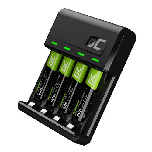 Green Cell nabíječka baterií GRSETGC02, na 4 ks AAA HR03, NiMH, 110-240V, 1.2A, nabíjení s
