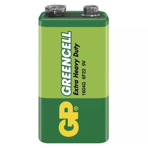 Baterie zinkochloridová, 9V (6F22), 9V (6F22), 9V, GP, fólie, 1-pack, Greencell