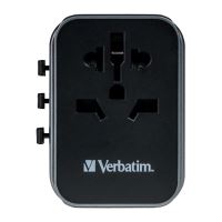 VERBATIM 49545 - 30 W Cestovní adaptér univerzální World-to-World UTA-03 USB-A USB-C černý (1)