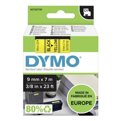 DYMO 40918, S0720730, černý tisk/žlutý podklad, 7m, 9mm, D1