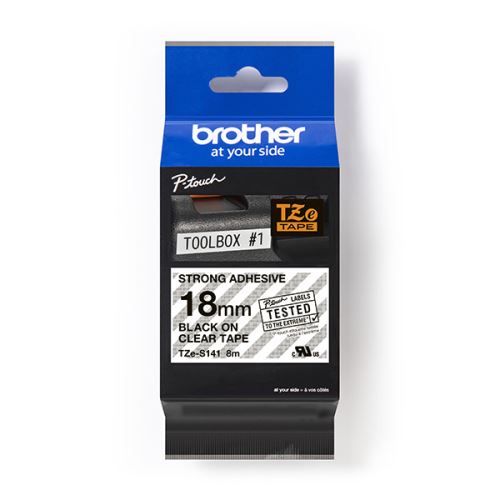 BROTHER TZE-S141, černý tisk/průsvitný podklad, laminovaná, 8m, 18mm, extrémně adhez