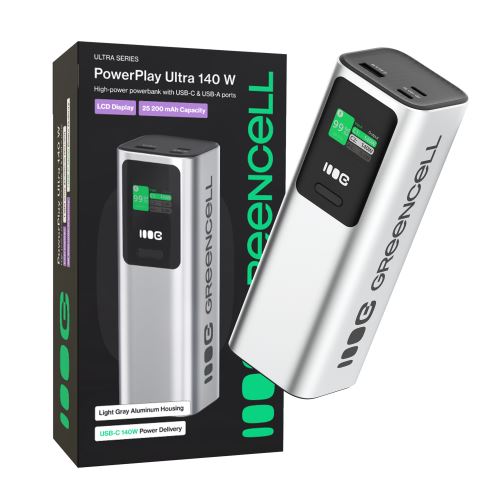 Greencell powerbanka 25200mAh 140W PD USB-C s rychlým nabíjením pro Laptop, MacBook, iPhon