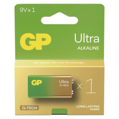 Baterie alkalická, R61, R61, 9V, GP, fólie, 1-pack, ULTRA