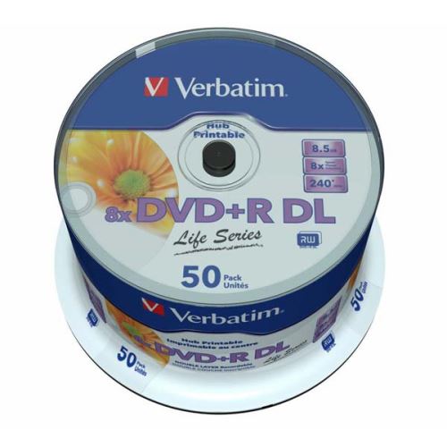 VERBATIM 97693 - DVD+R DL Double Layer Inkjet Printable 8.5GB 8x spindle 50-pack 12cm