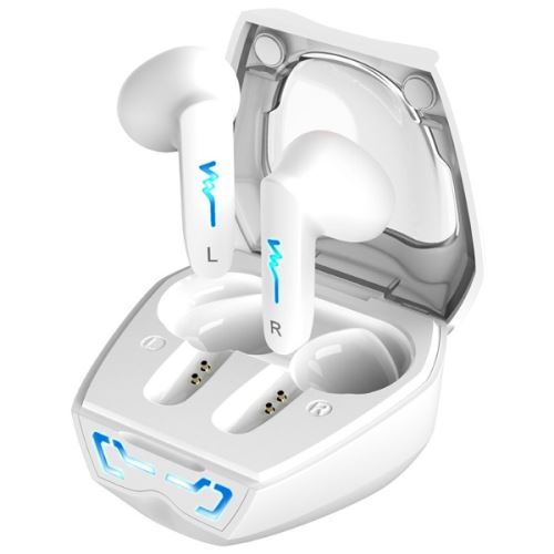 Genius HS-M920BT, mikrofon, přepínání skladeb, bílá, 2.0, s nabíjecí krabičkou, sportovní