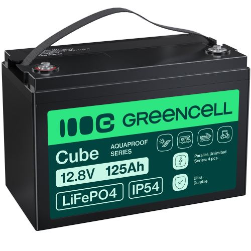 Green Cell CUBE LiFePO4 125Ah 12.8V 1600Wh lithium Iron fosfátová baterie pro, Solar, Off-