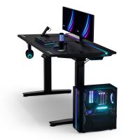 ULTRADESK Herní stůl VORTEX, 140,5x70cm, 72-122cm, černý (6)