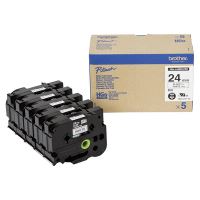 BROTHER HGE-251, černý tisk/bílý podklad, 8m, 24mm, 5 ks v balení, cena za balení