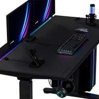 ULTRADESK Herní stůl VORTEX, 140,5x70cm, 72-122cm, černý (16)