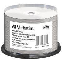 VERBATIM 43734 - DVD-R Wide Printable Waterproof No ID Brand 4.7GB 16x spindle 50-pack VERBATIM 43734 - DVD-R Wide Printable Waterproof No ID Brand 4.7GB 16x spindle 50-pack
