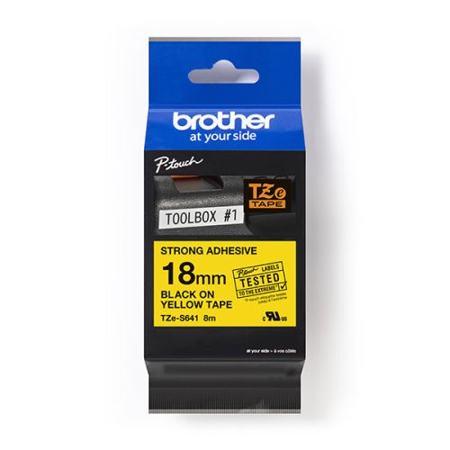 BROTHER TZE-S641, černý tisk/žlutý podklad, laminovaná, 8m, 18mm, extrémně adhezivní