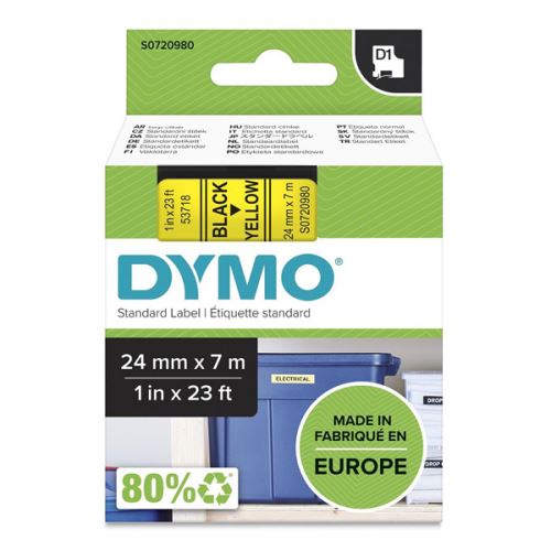 DYMO 53718, S0720980, černý tisk/žlutý podklad, 7m, 24mm, D1