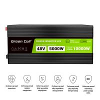 Green Cell PowerInverter LCD 48V 5000W/10000W měnič napětí do auta s displejem - čistá sin (4)