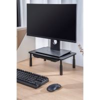 Podstavec pod monitor, nastavitelná výška, větrací otvory, se zásuvkou, černý, ocel-plast, (14)