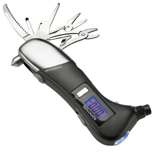Digitální měřič tlaku v pneumatikách Promate roadGear 0.1-10bar, černý, multifunkční, DOPR