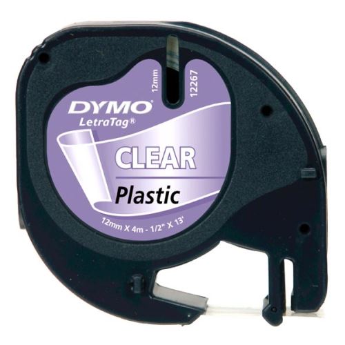 DYMO 12267, S0721530, černý tisk/průhledný podklad, 4m, 12mm, LetraTag plastová páska