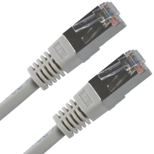 Síťový LAN kabel FTP patchcord, Cat.5e, RJ45 samec - RJ45 samec, 1 m, stíněný, šedý, econo