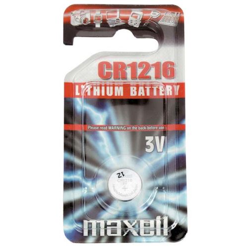 Baterie lithiová, knoflíková, knoflíková, CR1216, 3V, Maxell, blistr, 1-pack