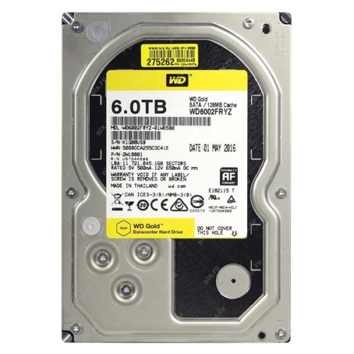 Western Digital interní pevný disk, WD Gold Raid, 3.5", SATA III, 6TB, 6000GB, WD6002FRYZ