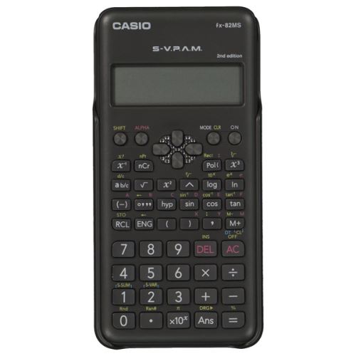 Casio kalkulačka FX-82 MS 2E, černá, školní, s dvouřádkovým displejem